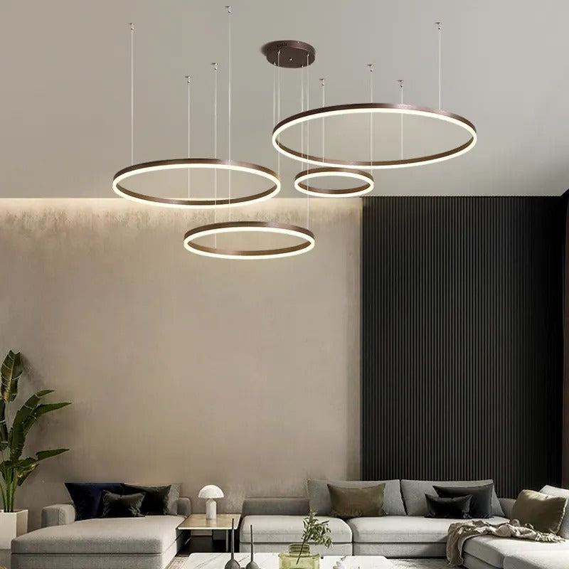 Nordic Stacked Ring Ceiling Light - Acrylic Brown/White - LED - 23.5